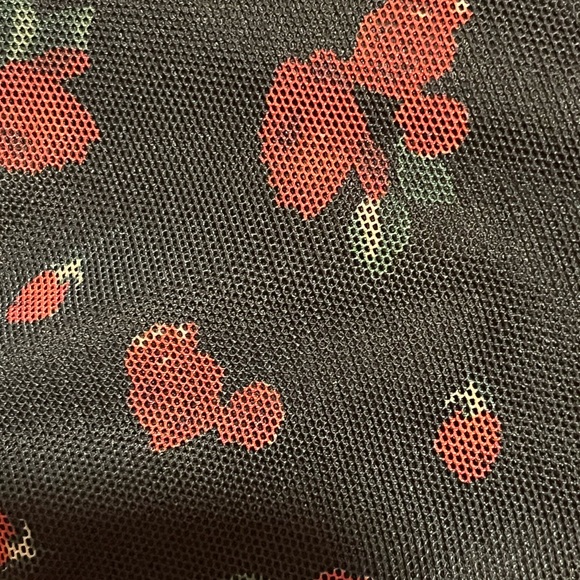 Y2K 2000 Ruched Mesh Skirt with Vertical Drawstrings Tiny Rose Prints ๐น - Picture 8 of 12